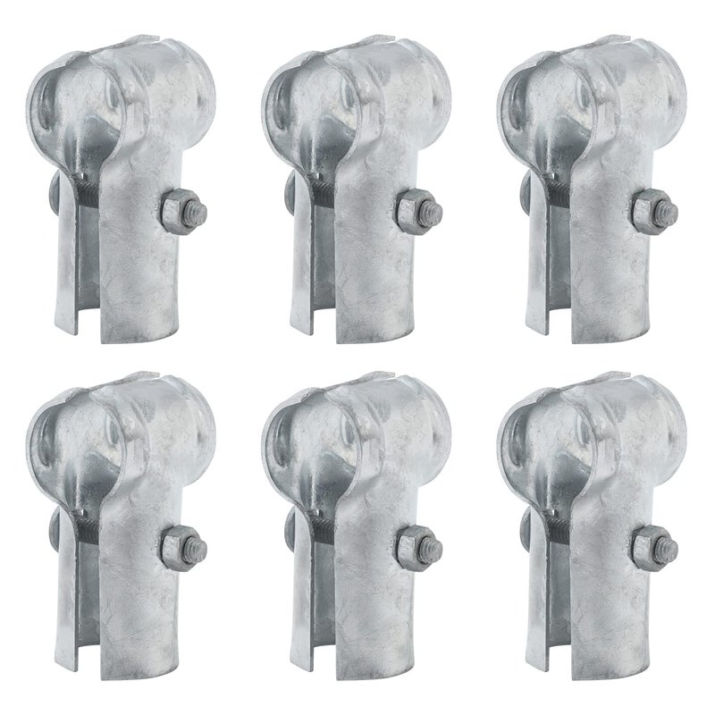 VIVIDA End Rail Clamps 1-5/8"" x 1-5/8"", Chain Link Fence Fittings, Panel T Clamps for 1-5/8"" OD Pipe, Galvanized Pipe T Connectors, Chain Link Fence Parts, 6 PCS - Image 1